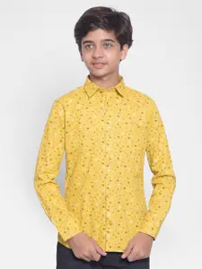 Crimsoune Club Boys Conversational Printed Spread Collar Cotton Casual Shirt