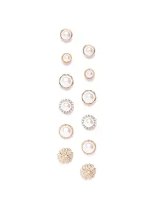 Anouk Set Of 6 Gold-Plated Contemporary Studs Earrings