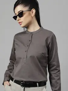Hancock Mandarin Collar Pure Cotton Shirt Style Formal Top