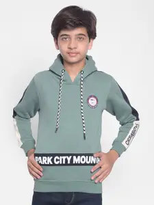 Crimsoune Club Boys Typography Printed Hooded Cotton Sweatshirt