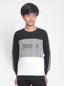 Crimsoune Club Boys Colourblocked Ribbed Pullover Sweatshirt