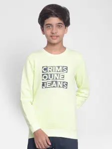 Crimsoune Club Boys Typography Printed Ribbed Pullover Sweatshirt