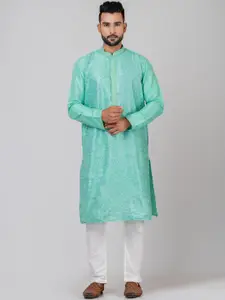 HU - Handcrafted Uniquely Ethnic Motifs Embroidered Regular Kurta With Trousers