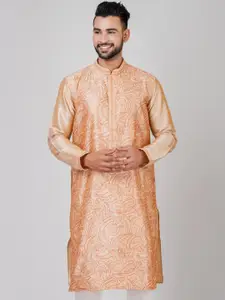 HU - Handcrafted Uniquely Abstract Embroidered Thread Work Dupion Silk Kurta with Pyjamas
