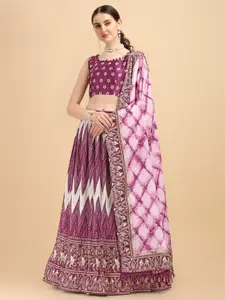 Mitera Printed Satin Semi Stitched Lehenga & Unstitched Blouse With Dupatta