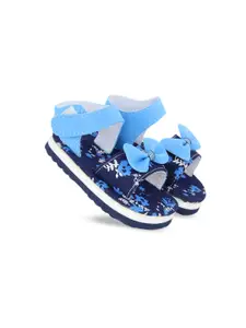 BAESD Infant Girls Floral Print Open Toe Flat Booties With Musical Chu Chu