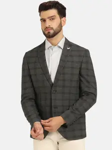 Blackberrys Slim-Fit Checked Notched Lapel Collar Single-breasted Formal Blazer