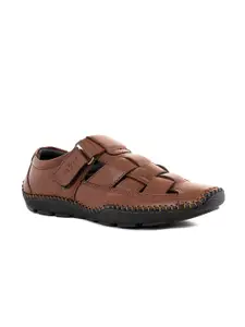Khadims Men Textured Leather Shoe-Style Sandal