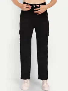 BROADSTAR Women Smart Wide Leg High-Rise Clean Look Stretchable Cargo Jeans