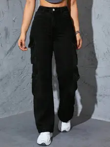 BROADSTAR Women Smart Wide Leg High-Rise Clean Look Stretchable Jeans