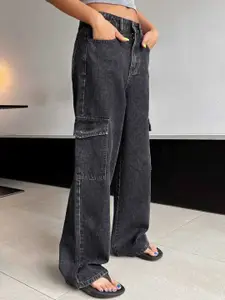 BROADSTAR Women Smart Wide Leg High-Rise Clean Look Stretchable Jeans