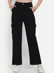 BROADSTAR Women Smart Wide Leg Fit High-Rise Clean Look Stretchable Jeans