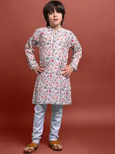 VESHAM Boys Floral Printed Kurta With Pyjamas
