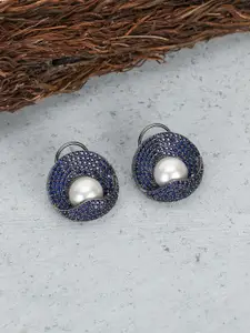 Adwitiya Collection Rhodium-Plated Classic Studs Earrings
