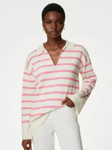 Marks & Spencer Striped V-Neck Pullover