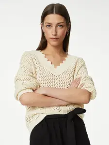 Marks & Spencer V-Neck Self Design Pullover