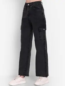 Next One Women Smart Wide Leg High-Rise Stretchable Cargo Jeans