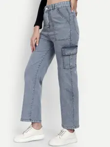 Next One Women Smart Wide Leg High-Rise Heavy Fade Stretchable Jeans