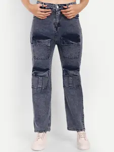 Next One Women Smart Wide Leg High-Rise Heavy Fade Stretchable Jeans