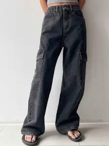 Next One Women Smart Wide Leg High-Rise Clean Look Stretchable Cargo Jeans