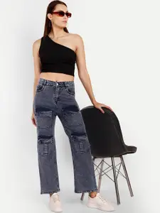 BROADSTAR Women Smart Wide Leg High-Rise Clean Look Stretchable Jeans