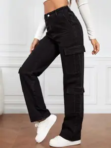 Next One Women Smart Wide Leg High-Rise Slash Knee Stretchable Jeans