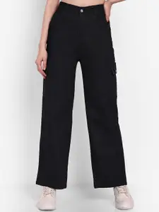 Next One Women Smart Wide Leg High-Rise Stretchable Cargo Jeans