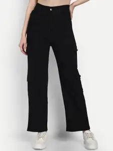 Next One Women Smart Wide Leg High-Rise Stretchable Cargo Jeans