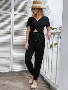 StyleCast Twisted Front Crop Top With Joggers