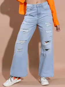 Tokyo Talkies Women Relaxed Fit Highly Distressed Light Fade Stretchable Jeans