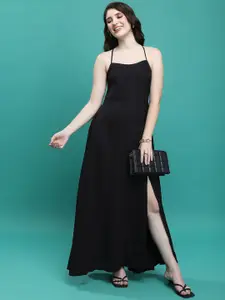 Tokyo Talkies Black Shoulder Straps Sleeveless Maxi Dress