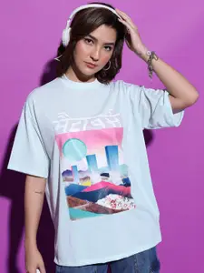 Tokyo Talkies Graphic Printed Drop-Shoulder Sleeves Oversized T-shirt