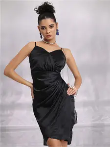 Tokyo Talkies Black Shoulder Straps Sheath Dress