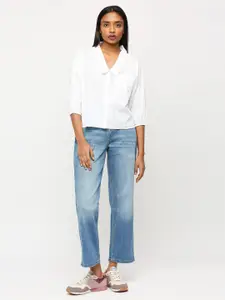 Pepe Jeans Spread Collar Opaque Pure Cotton Puff Sleeve Casual Shirt