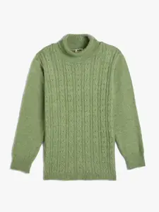 Koton Girls Green Cable Knit Pullover
