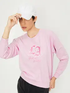 max Typography Printed Cotton Pullover Sweatshirt