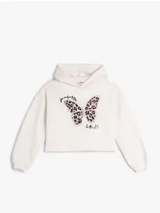 Koton Girls Graphic Printed Hooded Pullover