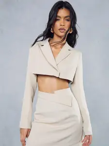 MISSPAP Women Boxy Single-Breasted Cropped Blazer