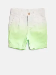 United Colors of Benetton Boys White & Green Dyed Shorts