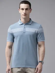 Blackberrys Men Striped Polo Collar Slim Fit T-shirt
