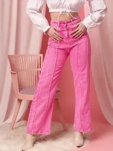 STREET 9 Women Comfort Straight Fit High-Rise Clean Look Pure Cotton Jeans