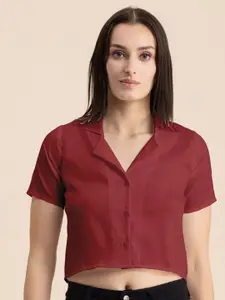 Moomaya Cuban Collar Crop Casual Shirt
