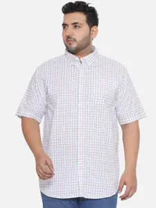 Santonio Plus Size Classic Checked Button-Down Collar Pure Cotton Casual Shirt