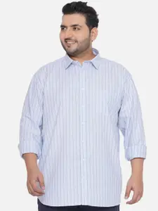 Santonio Plus Size Classic Vertical Striped Pure Cotton Casual Shirt