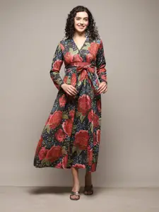 Biba Floral Printed Fit & Flare Midi Ethnic Dress