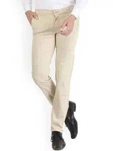 FUBAR Men Checked Relaxed Slim Fit Easy Wash Trousers