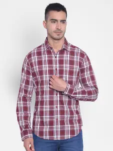 Crimsoune Club Slim Fit Tartan Checked Pure Cotton Casual Shirt