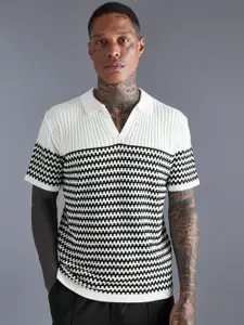 boohooMAN Striped Polo Collar T-shirt