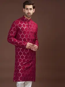 KASBAH CLOTHING NISHCHAIY SAJDEH Ethnic Motif Embroidered Mandarin Collar Sequinned Kurta