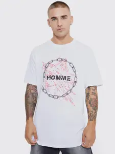 boohooMAN Typography & Graphic Printed Pure Cotton Oversized T-shirt